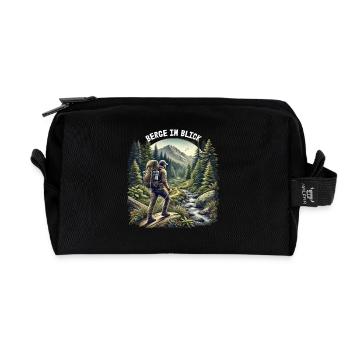 Mountains in view - Recycled Toiletry Zip Bag - black - Front