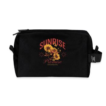 Sunrise Promise Floral Art Design - Recycled Toiletry Zip Bag - black - Front