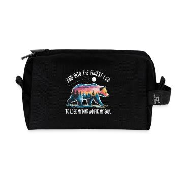 Nature Forest Relaxation Nature Conservation Bear Time Out - Recycled Toiletry Zip Bag - black - Front