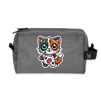 Cute Zombie Cat in Halloween costume - Orange cat - Recycled Toiletry Zip Bag - anthracite - Front
