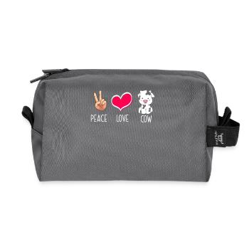 Peace Love Cow Illustration - Recycled Toiletry Zip Bag - anthracite - Front