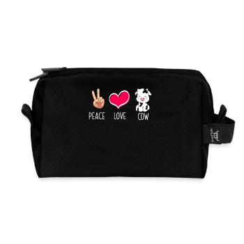 Frieden Liebe Kuh Illustration - Recycelte Kulturtasche - Schwarz - Vorne