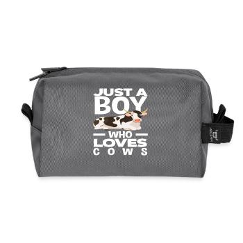 A boy who loves cows - Recycled Toiletry Zip Bag - anthracite - Front