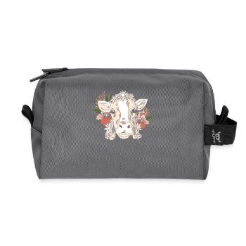 Kuh Mit Blumenkranz Blumenmuster - Recycelte Kulturtasche - Anthrazit - Vorne