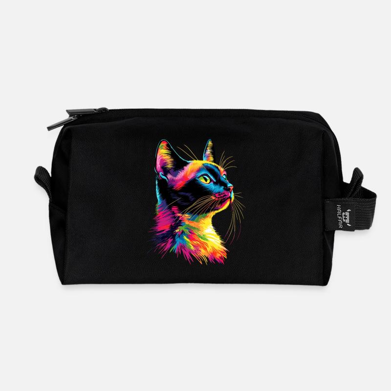Katze Bunt Regenbogen Farben Popart Cat Mom Katzen - Recycelte Kulturtasche - Schwarz