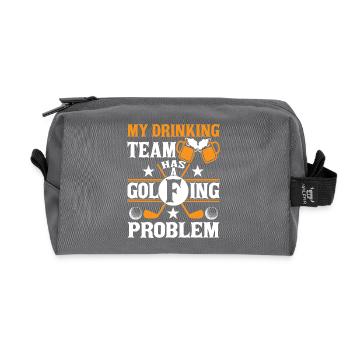 My Drinking Team Has a Golfing Problem - Recycled Toiletry Zip Bag - anthracite - Front