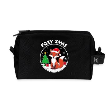 Niedlicher Fuchs mit Weihnachtsmütze Foxy Xmas - Recycelte Kulturtasche - Schwarz - Vorne