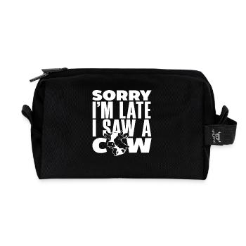 Entschuldigung, Ich Bin Zu Spät, Ich Habe Eine Kuh - Recycelte Kulturtasche - Schwarz - Vorne