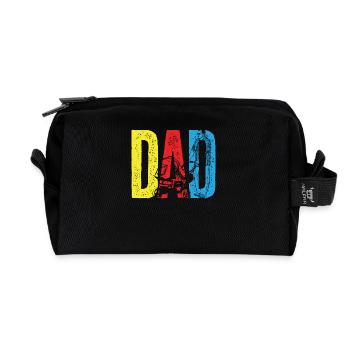 Lettrage papa coloré avec motif poussette - Trousse de toilette en tissu recyclé - noir - Devant