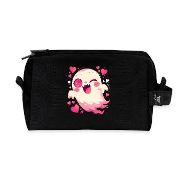 Cute Halloween Geist Herzchen Gespenst Spuk - Recycelte Kulturtasche - Schwarz - Vorne
