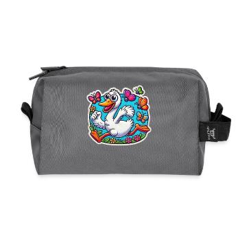 Silly Goose scares away the butterflies - Recycled Toiletry Zip Bag - anthracite - Front