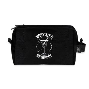 Halloween Women Witches Alcohol Girls Night Out Funny - Recycled Toiletry Zip Bag - black - Front