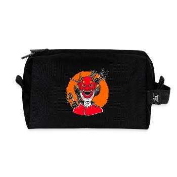 Japonaise Fille Oni Démon Masque Samouraï - Trousse de toilette en tissu recyclé - noir - Devant