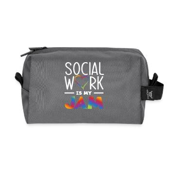 Le travail social, c’est mon truc - Trousse de toilette en tissu recyclé - anthracite - Devant
