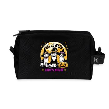 Halloween Cats Witches Girls Night Out Girlfriend Funny - Recycled Toiletry Zip Bag - black - Front