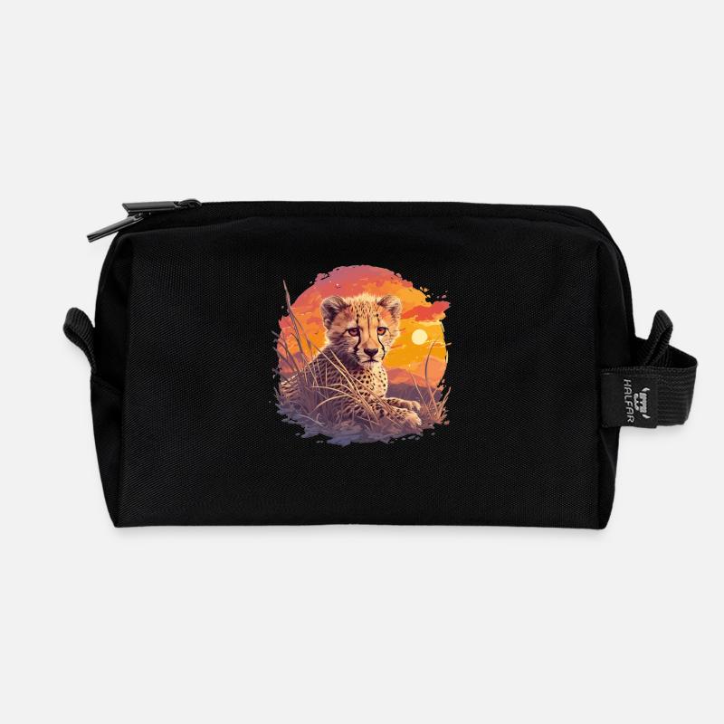 Cheetah Geparde Gepard - Recycelte Kulturtasche - Schwarz
