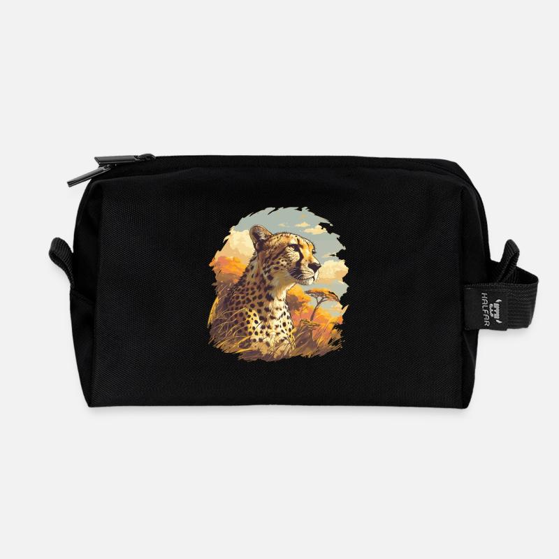 Cheetah Geparde Gepard - Recycelte Kulturtasche - Schwarz