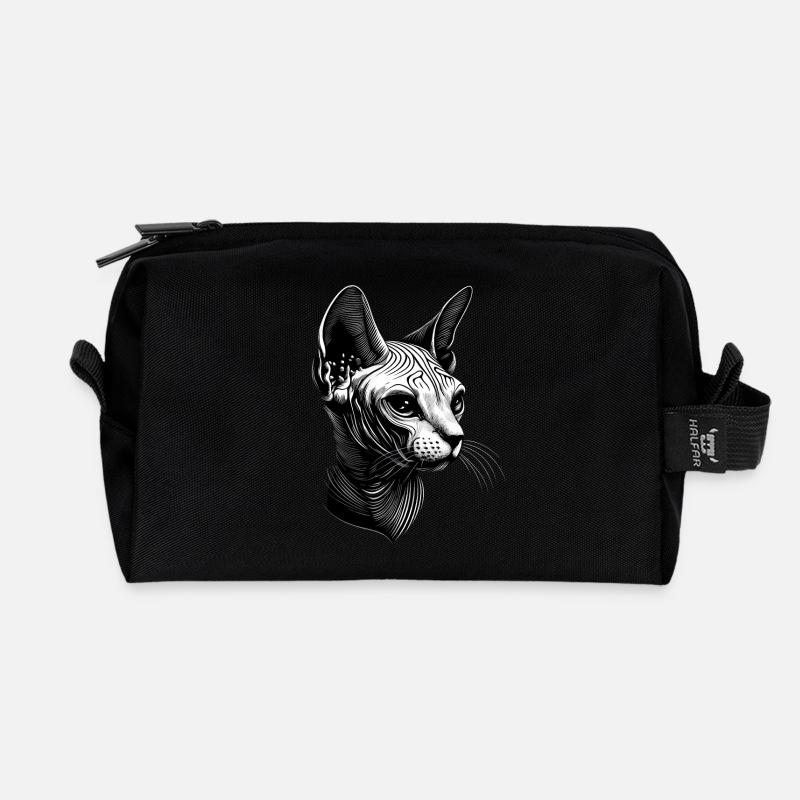 Chat Sphynx Chat Sphynx Chat Canadien Mignon Sphinx - Trousse de toilette en tissu recyclé - noir
