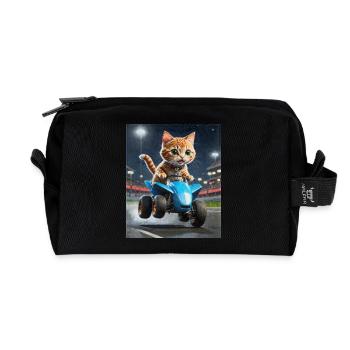 Speedy Whiskers - Racing Trolley on ATV Speedy - Recycled Toiletry Zip Bag - black - Front