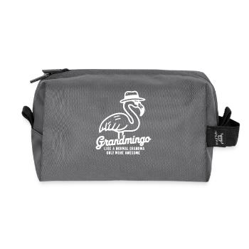 Grandmingo - Oma im Flamingo-Stil, einfach cool! - Recycelte Kulturtasche - Anthrazit - Vorne