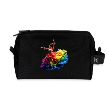 Danseuse de flamenco Arc-en-ciel Robe colorée Danse - Trousse de toilette en tissu recyclé - noir - Devant