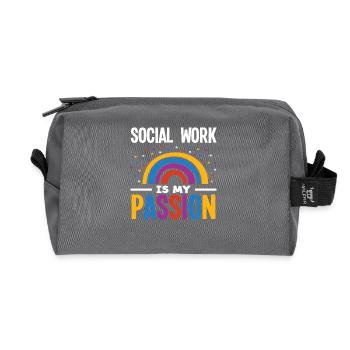 Le travail social est ma passion - Trousse de toilette en tissu recyclé - anthracite - Devant