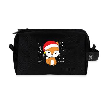 Fox With Christmas Hat Foxes Lover Gift Idea - Recycelte Kulturtasche - Schwarz - Vorne