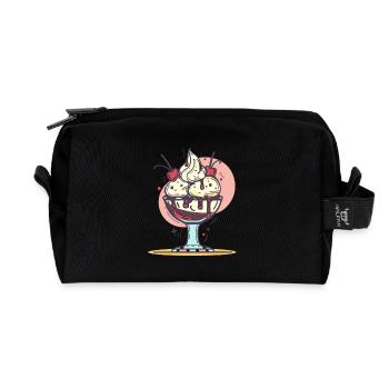 Cream Graphic - Recycled Toiletry Zip Bag - black - Front