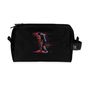 Golfer Retrowave - Recycelte Kulturtasche - Schwarz - Vorne