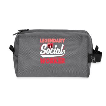 Legendary social worker - Recycled Toiletry Zip Bag - anthracite - Front