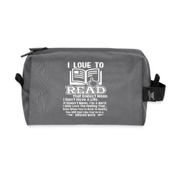 I Love To Read Books - Recycled Toiletry Zip Bag - anthracite - Front