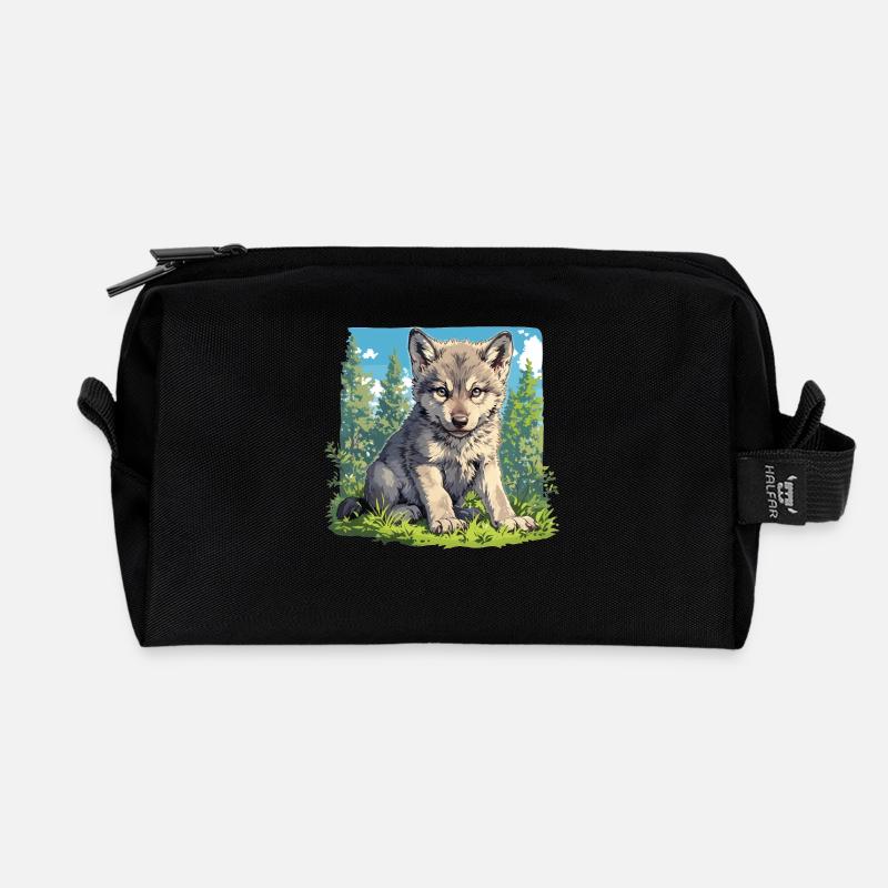 Wölfe Wolf - Recycelte Kulturtasche - Schwarz