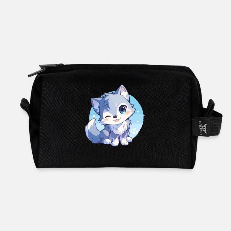 Wölfe Wolf - Recycelte Kulturtasche - Schwarz