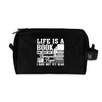 Life Is A Book And There Are A Thousand Pages - Recycled Toiletry Zip Bag - black - Front