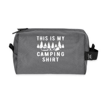 Camper With Drinking Bonfire Camping - Recycled Toiletry Zip Bag - anthracite - Front