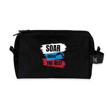 Soar Above the Rest – Paragliding Design - Recycled Toiletry Zip Bag - black - Front