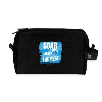 Soar Above the Rest – Paragliding Design - Recycled Toiletry Zip Bag - black - Front