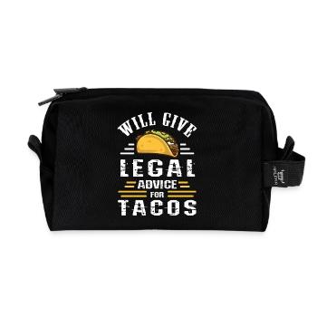 Will Give Legal Advice For Tacos Lawyer - Recycled Toiletry Zip Bag - black - Front