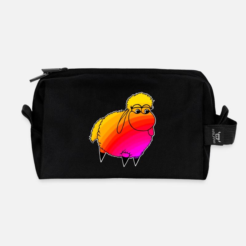 Wolly Sheepling Rainbow Retro wave Gaming - Recycelte Kulturtasche - Schwarz