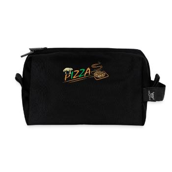 Pizza à la mozarella en croûte de pâte de pizzeria - Trousse de toilette en tissu recyclé - noir - Devant