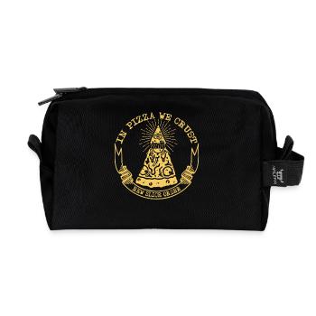 Pizzeria Dans Pizza Nous Croûte Nouvelle Tranche Commander Italie - Trousse de toilette en tissu recyclé - noir - Devant