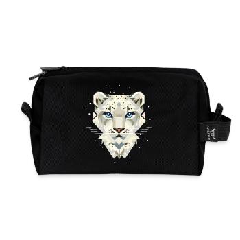 Schneeleopard – Starke Eleganz in der Wildnis - Recycelte Kulturtasche - Schwarz - Vorne