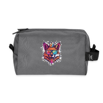 Renard Anniversaire Drôle Fête - Trousse de toilette en tissu recyclé - anthracite - Devant