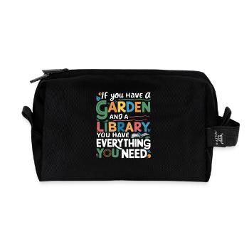 Jardin et bibliothèque – tout ce dont vous avez besoin - Trousse de toilette en tissu recyclé - noir - Devant