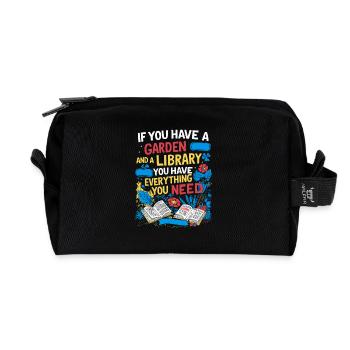 Jardin et bibliothèque – tout ce dont vous avez besoin - Trousse de toilette en tissu recyclé - noir - Devant