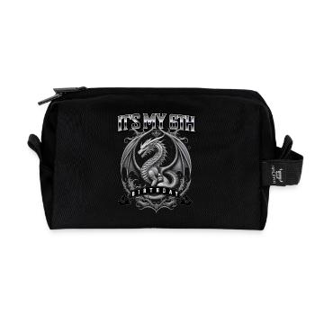 Dragon 6th Birthday Dragon - Recycled Toiletry Zip Bag - black - Front