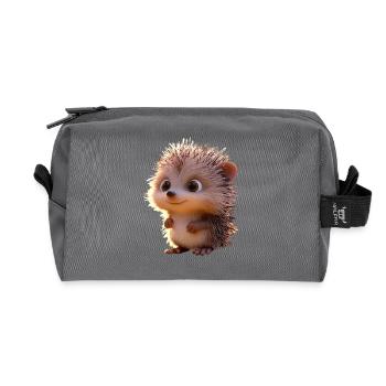 Igel Weißbauchigel Stacheligel Liebe Süßer Igel - Recycelte Kulturtasche - Anthrazit - Vorne