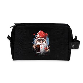 Gnome with Santa hat - Recycled Toiletry Zip Bag - black - Front