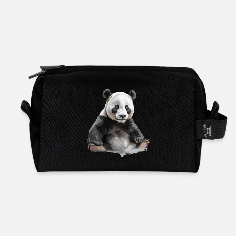 panda ou panda geant - Trousse de toilette en tissu recyclé - noir