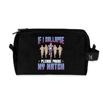 Marathon Collapse Pause My Watch Jogging - Recycled Toiletry Zip Bag - black - Front
